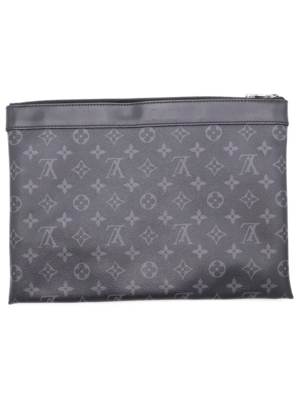 Louis Vuitton Monogram Eclipse Pochette Discovery Leather Clutch Black